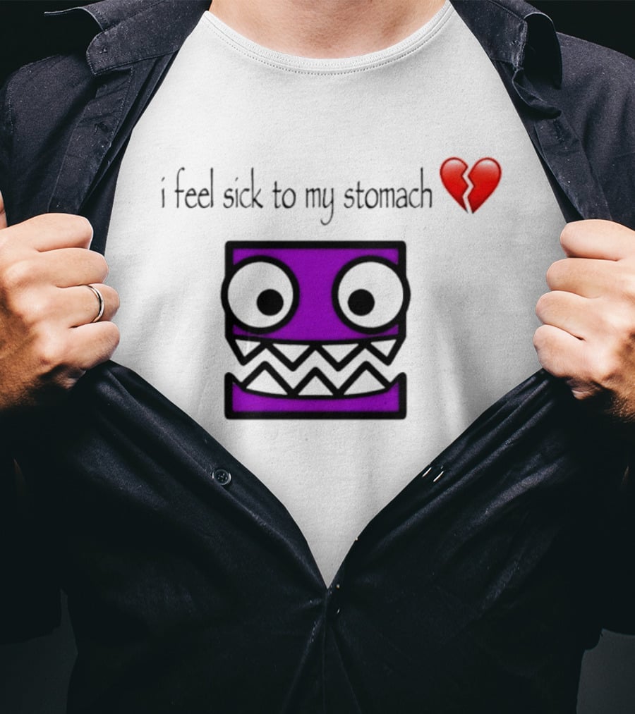 Geometry Dash I Feel Sick To My Stomach Broken Heart Pixel Art Monster T-Shirt