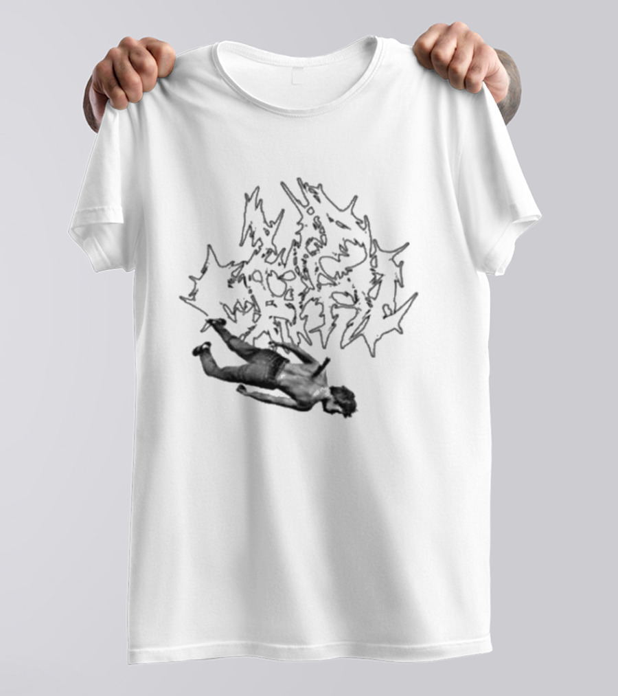 Lip Critic Pink Murder Distorted Text And Fallen Figure T-Shirt