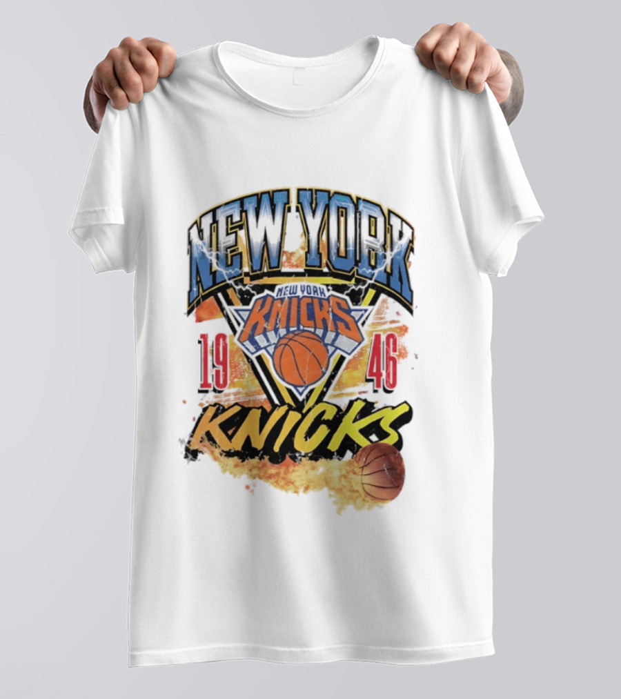 New York Knicks 1946 Basketball On Fire T-Shirt