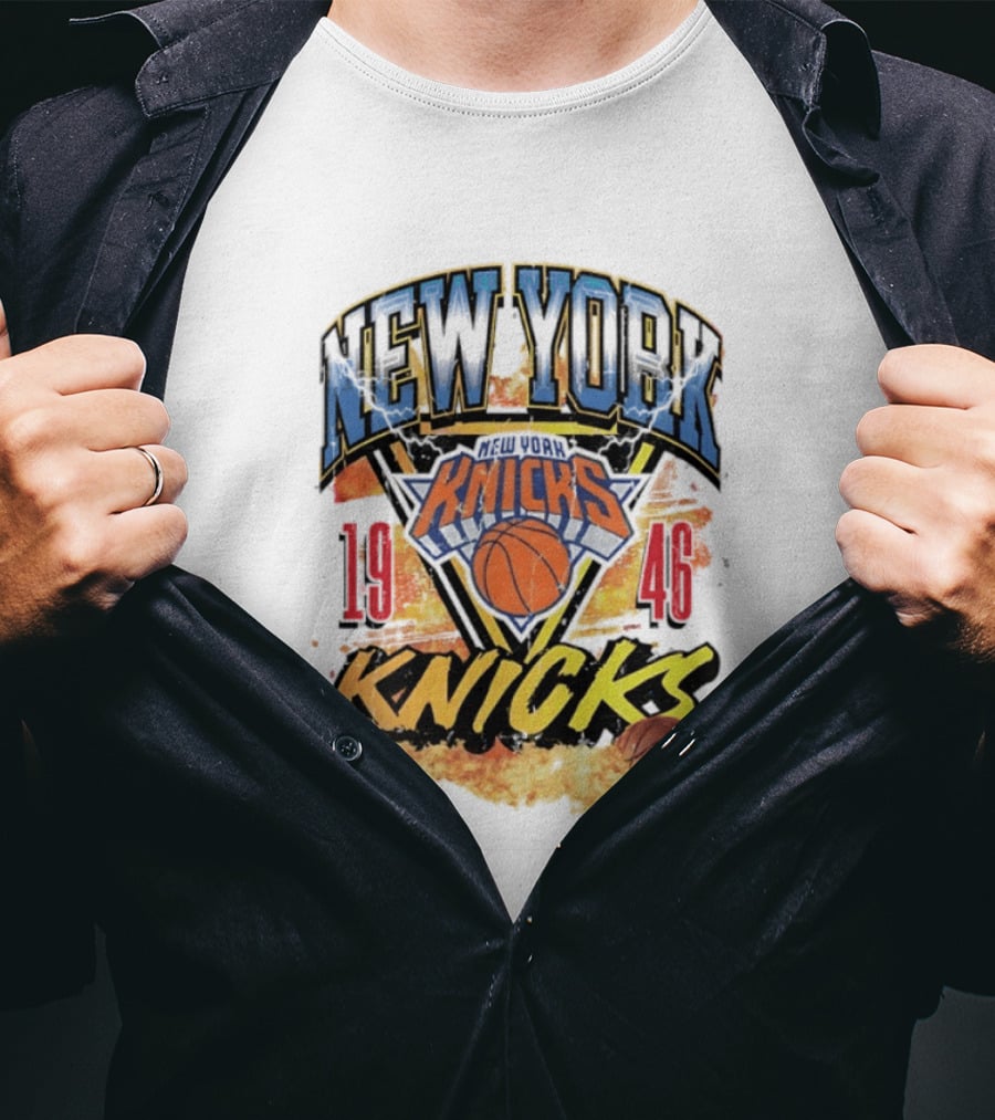 New York Knicks 1946 Basketball On Fire T-Shirt