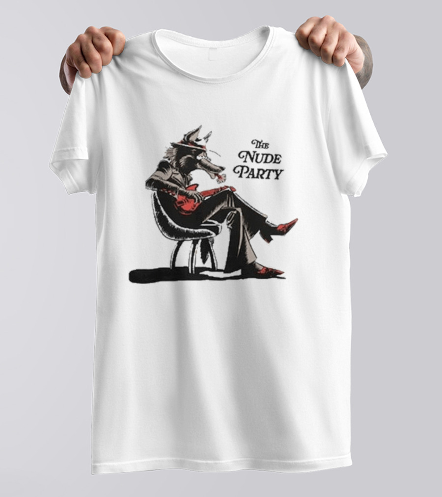 The Nude Party Wolf Playing Electric Guitar T-Shirt