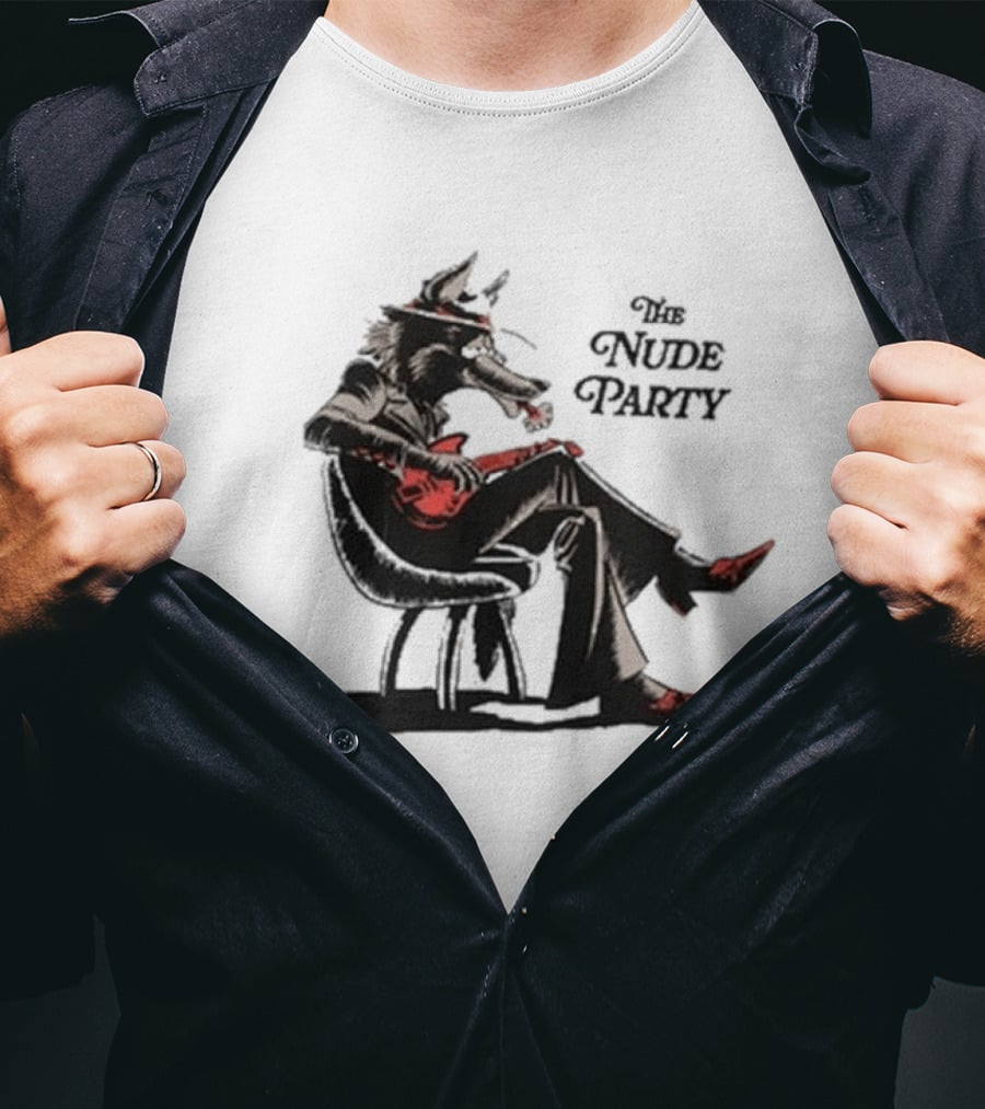 The Nude Party Wolf Playing Electric Guitar T-Shirt