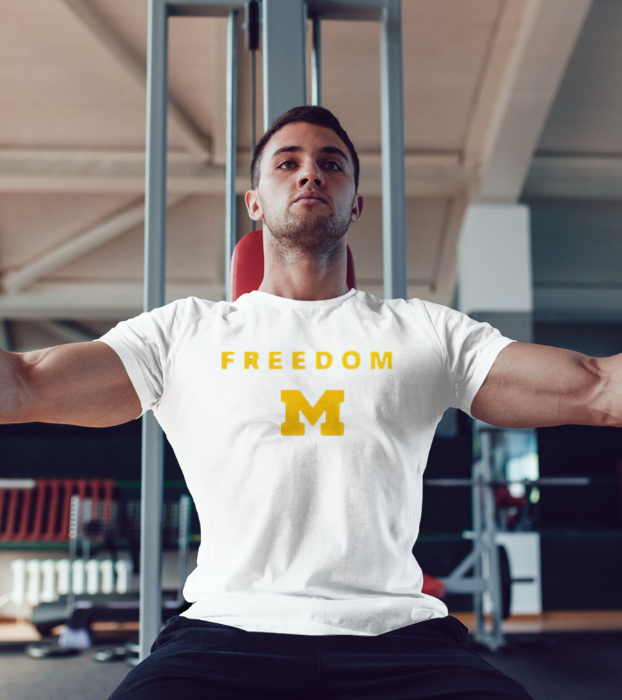 University Of Michigan Freedom M Charlie Kirk 2 Sided T-Shirt