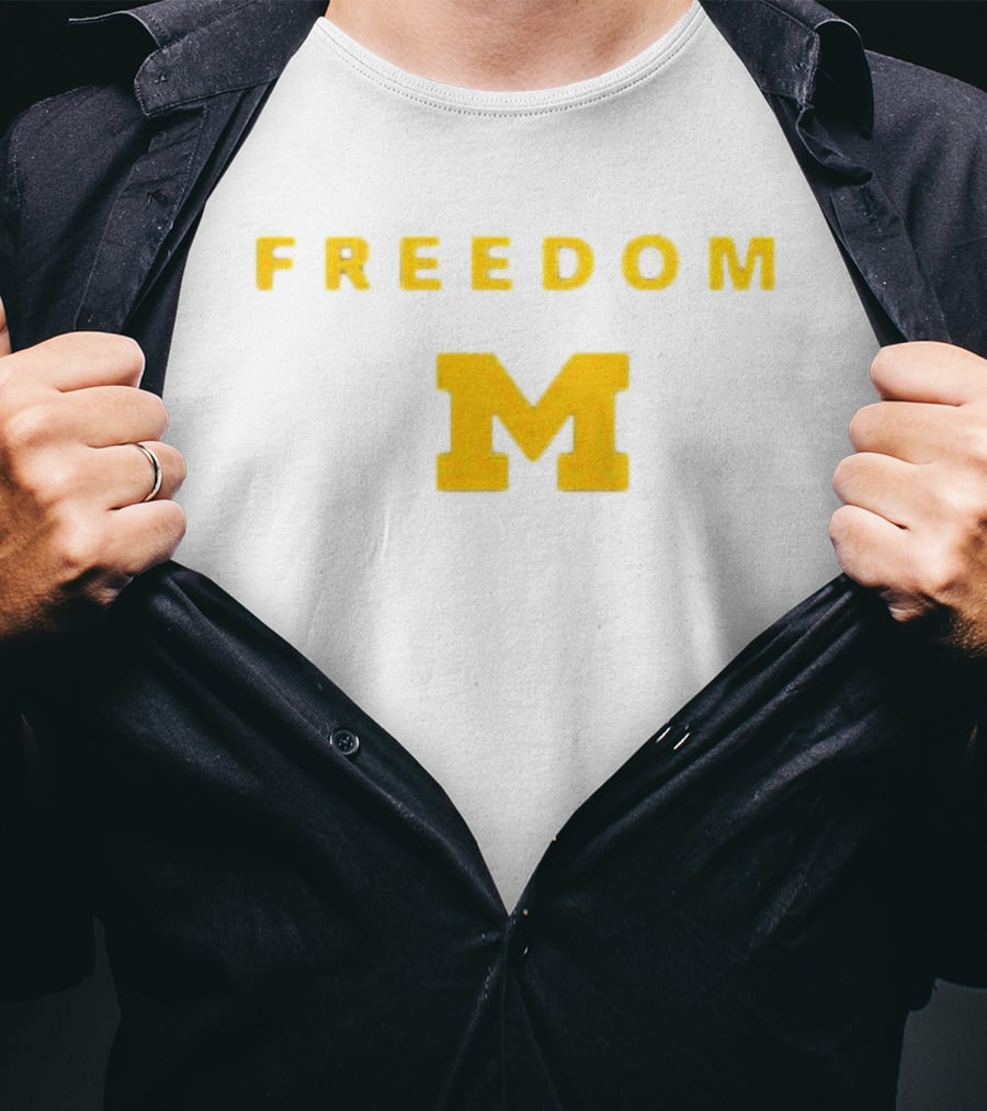 University Of Michigan Freedom M Charlie Kirk 2 Sided T-Shirt