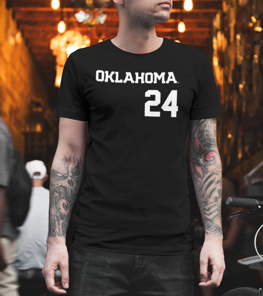 Oklahoma 24 Audrey Lowry Sooners Softball Name And Number Two Sided T-Shirt