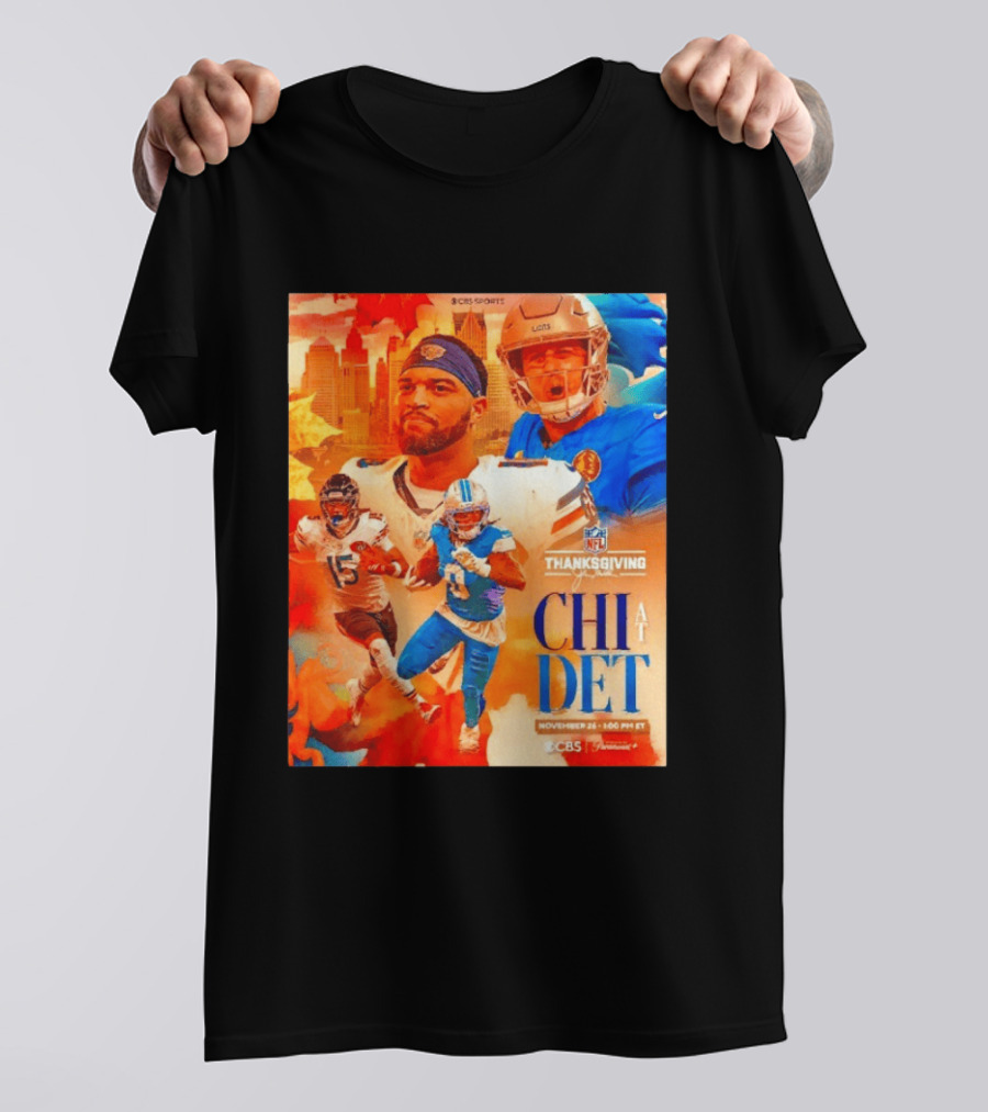 NFL Thanksgiving Day Game Chicago Bears Vs Detroit Lions Nov 26 CBS Sports T-Shirt