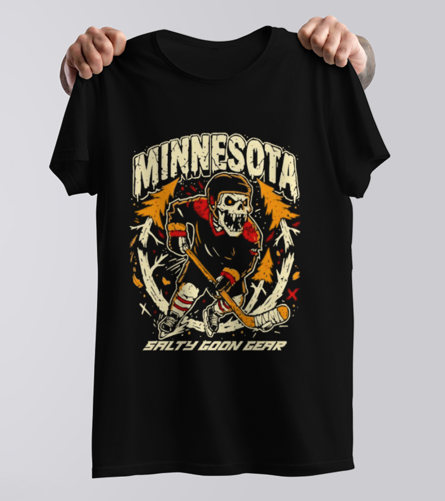 Minnesota Wild Salty Goon Hockey Skeleton T-Shirt