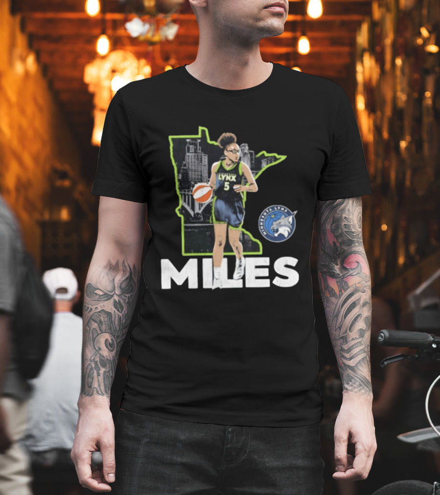 Minnesota Lynx Olivia Miles Basketball Skyline Map T-Shirt