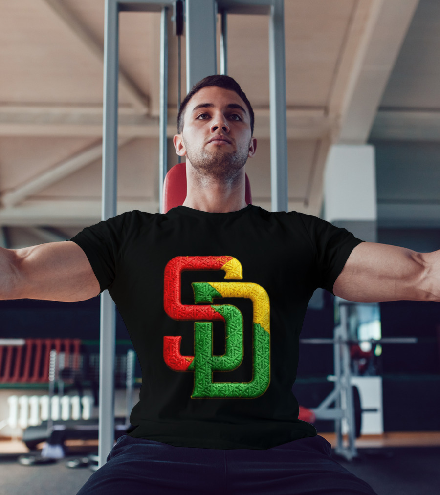 Padres African American Heritage 2026 Giveaway SD Red Gold Green T-Shirt