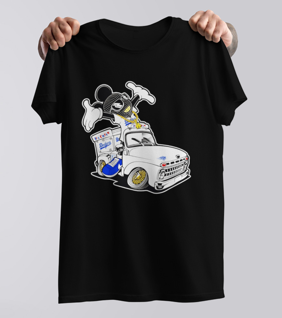 Los Angeles Dodgers Mickey Ice Cream Truck Sneaker Chain T-Shirt