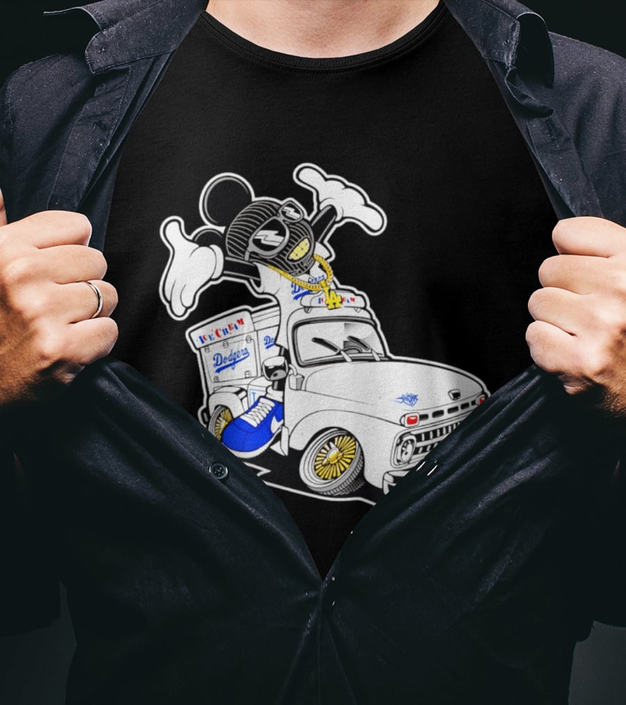 Los Angeles Dodgers Mickey Ice Cream Truck Sneaker Chain T-Shirt