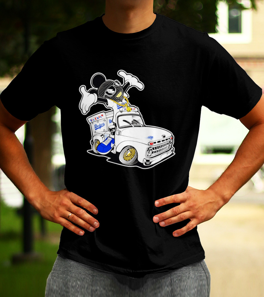 Los Angeles Dodgers Mickey Ice Cream Truck Sneaker Chain T-Shirt