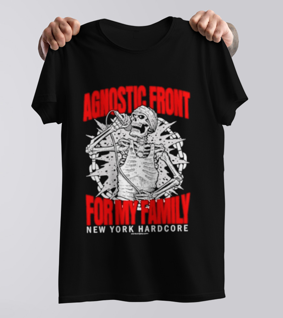 Agnostic Front Skeleton For My Family New York Hardcore T-Shirt