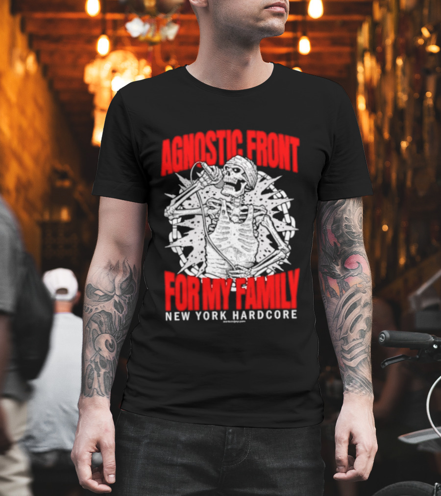 Agnostic Front Skeleton For My Family New York Hardcore T-Shirt
