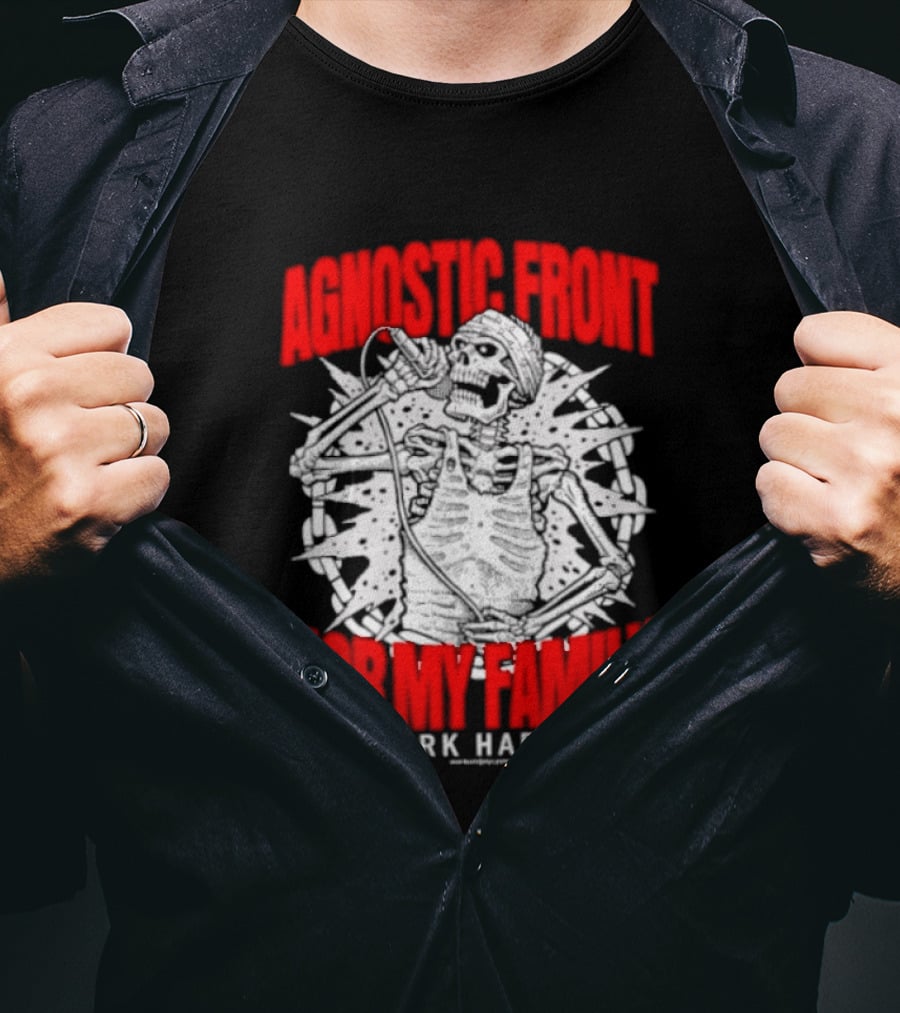 Agnostic Front Skeleton For My Family New York Hardcore T-Shirt