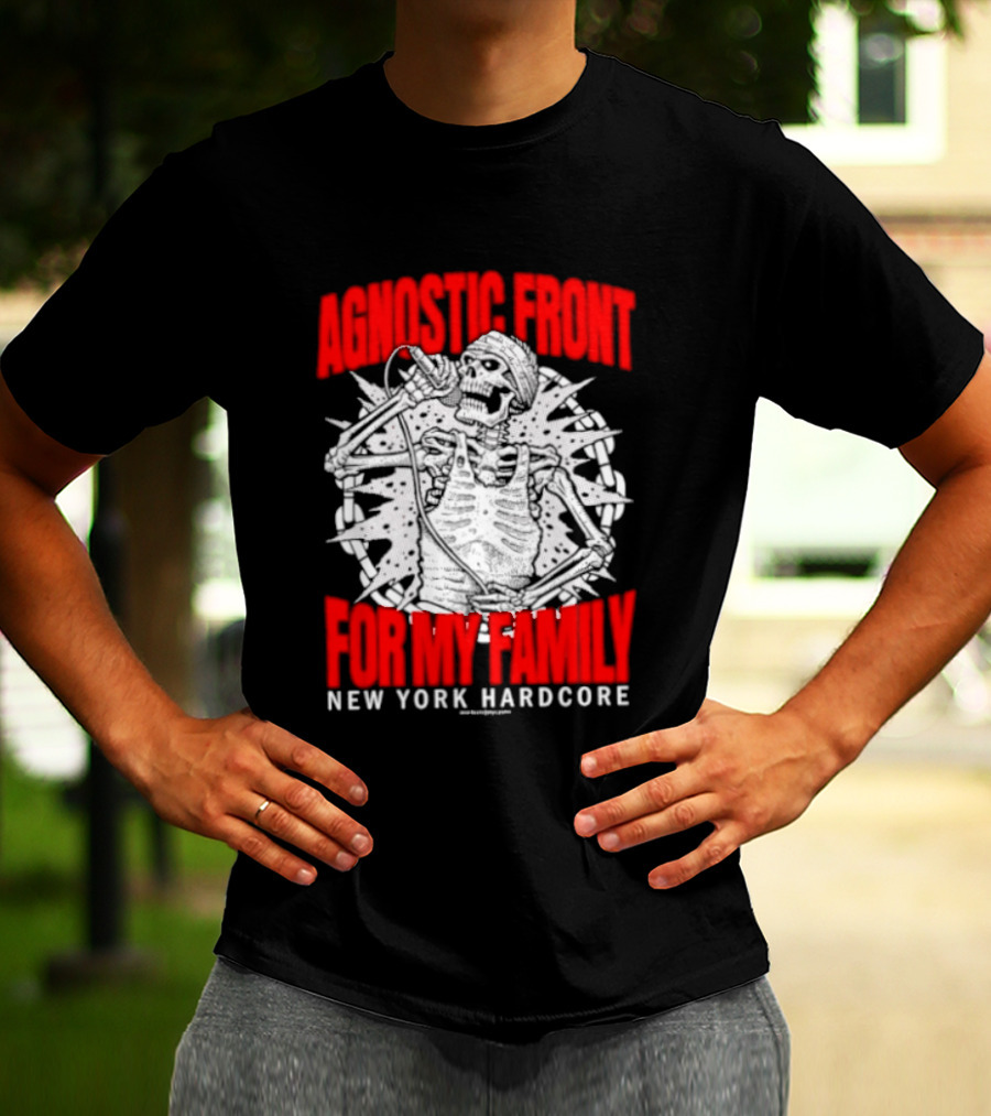 Agnostic Front Skeleton For My Family New York Hardcore T-Shirt