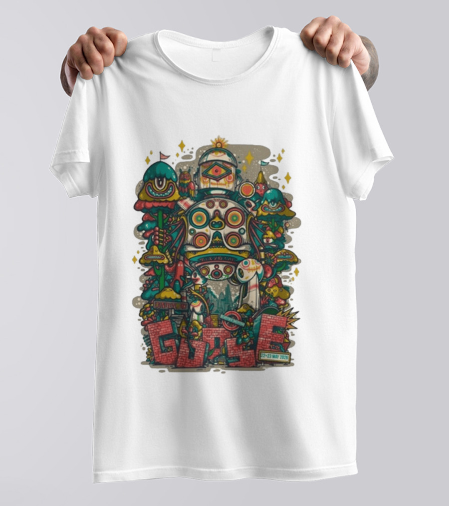 Goose London UK Tour May 22 23 2026 Psychedelic Robot Mushroom T-Shirt