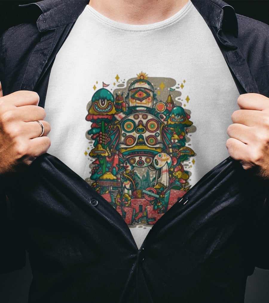 Goose London UK Tour May 22 23 2026 Psychedelic Robot Mushroom T-Shirt
