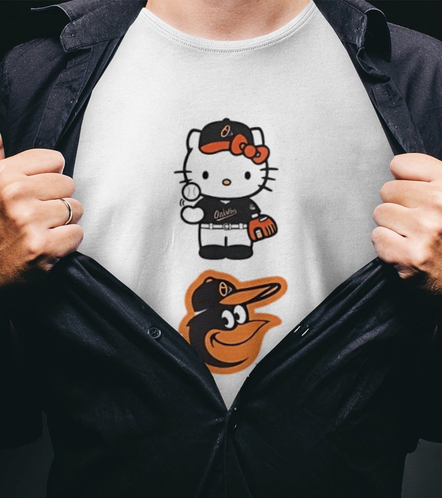 Hello Kitty Baltimore Orioles Baseball Fan Merchandise T-Shirt
