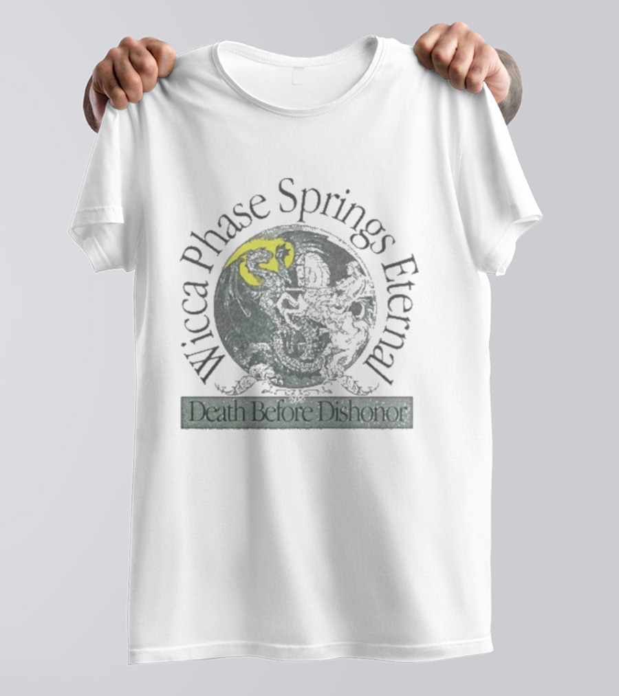 Wicca Phase Springs Eternal Moon Globe Death Before Dishonor T-Shirt