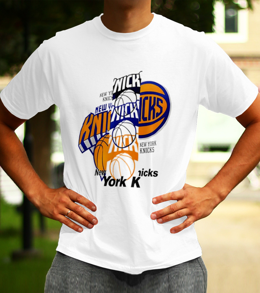 New York Knicks Basketball Collage Fragmented T-Shirt