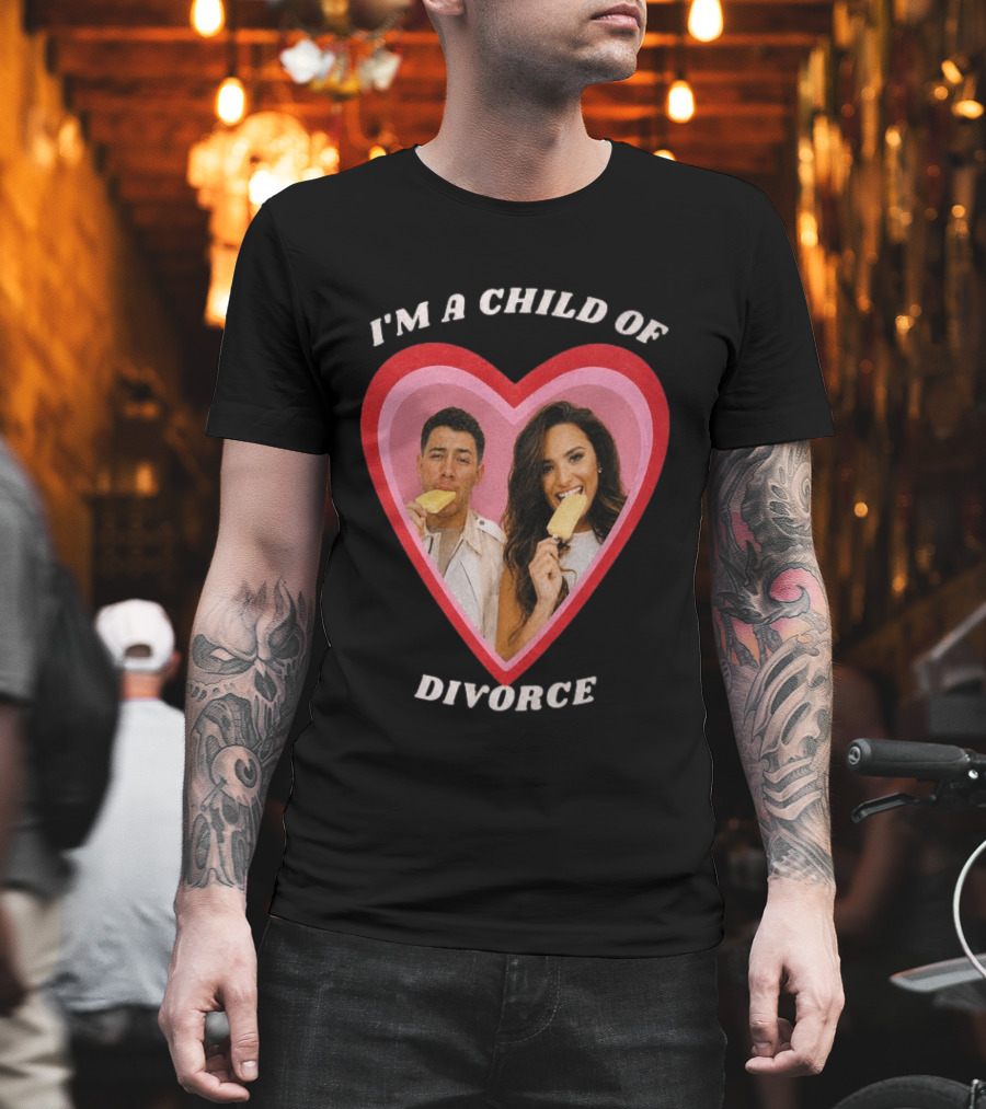 I'm A Child Of Divorce Nick Jonas Demi Lovato Heart Popsicle Image T-Shirt