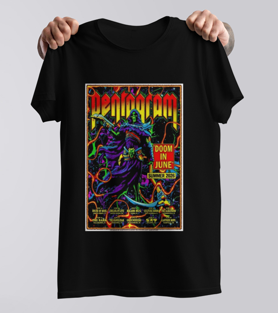 Pentagram Doom In June Summer 2026 Tour House Of Rock Chelsea's Live Brass T-Shirt