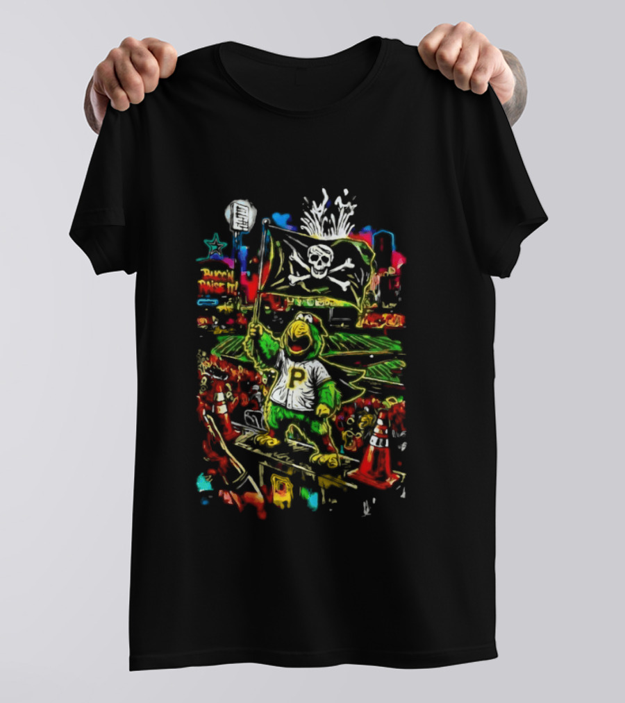 Pirate Parrot Pittsburgh Pirates Bucc'n Raise It Skull Flag T-Shirt