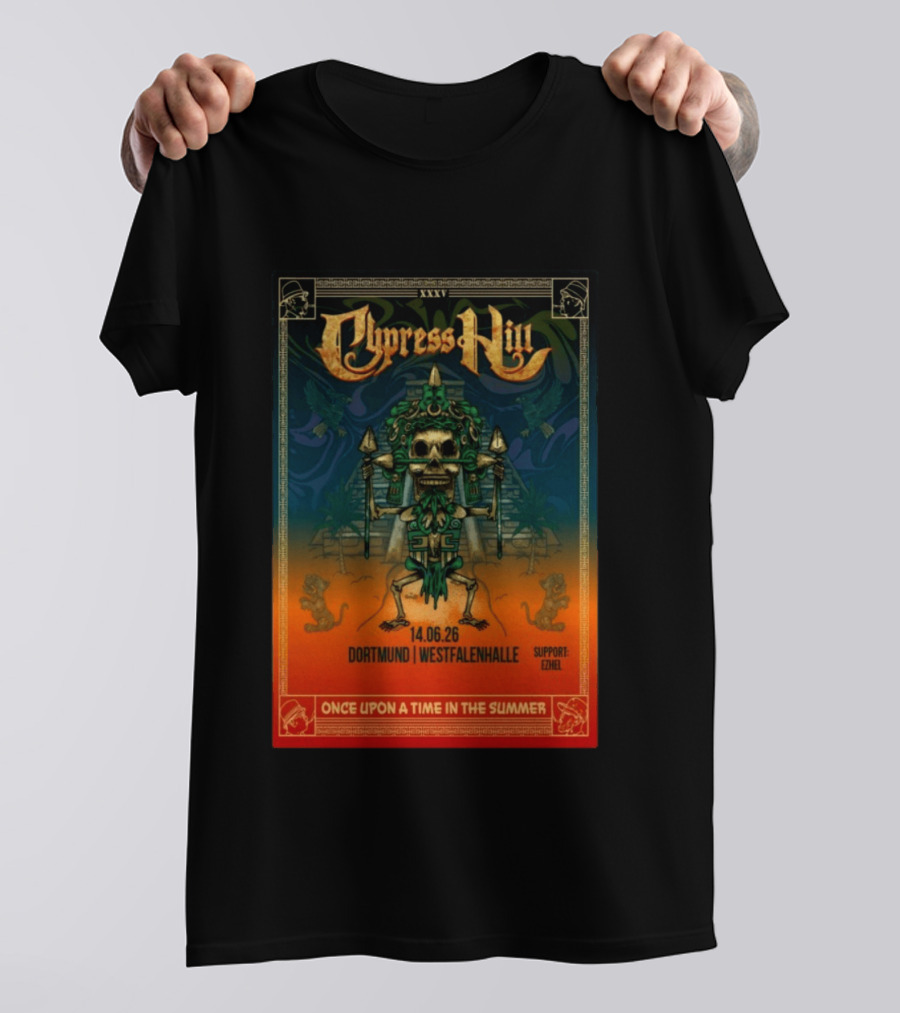 Cypress Hill XXXV Dortmund Westfalenhalle 14.06.26 Support E7hel Once Upon A Time In The Summer Skeleton Warrior T-Shirt