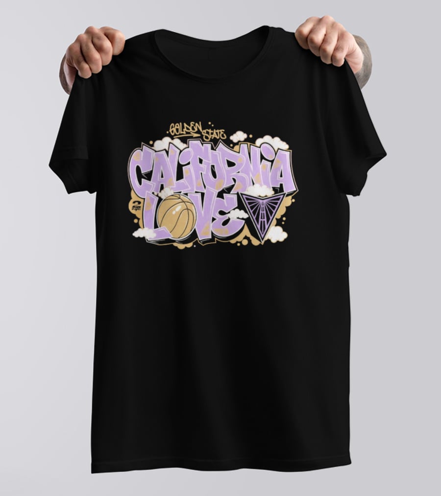 Golden State Valkyries Sportiqe X 2PAC California Love Basketball Clouds T-Shirt