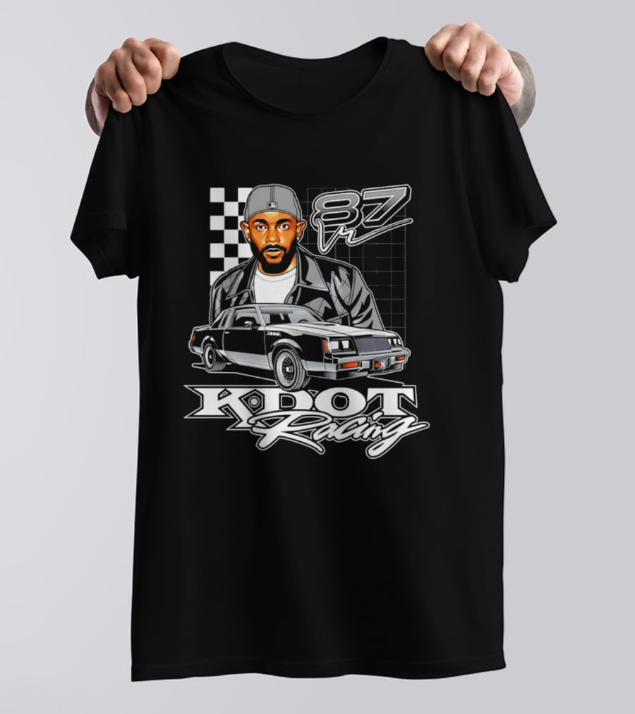 Kdot Racing 87 Vintage Car And Checkered Flag T-Shirt
