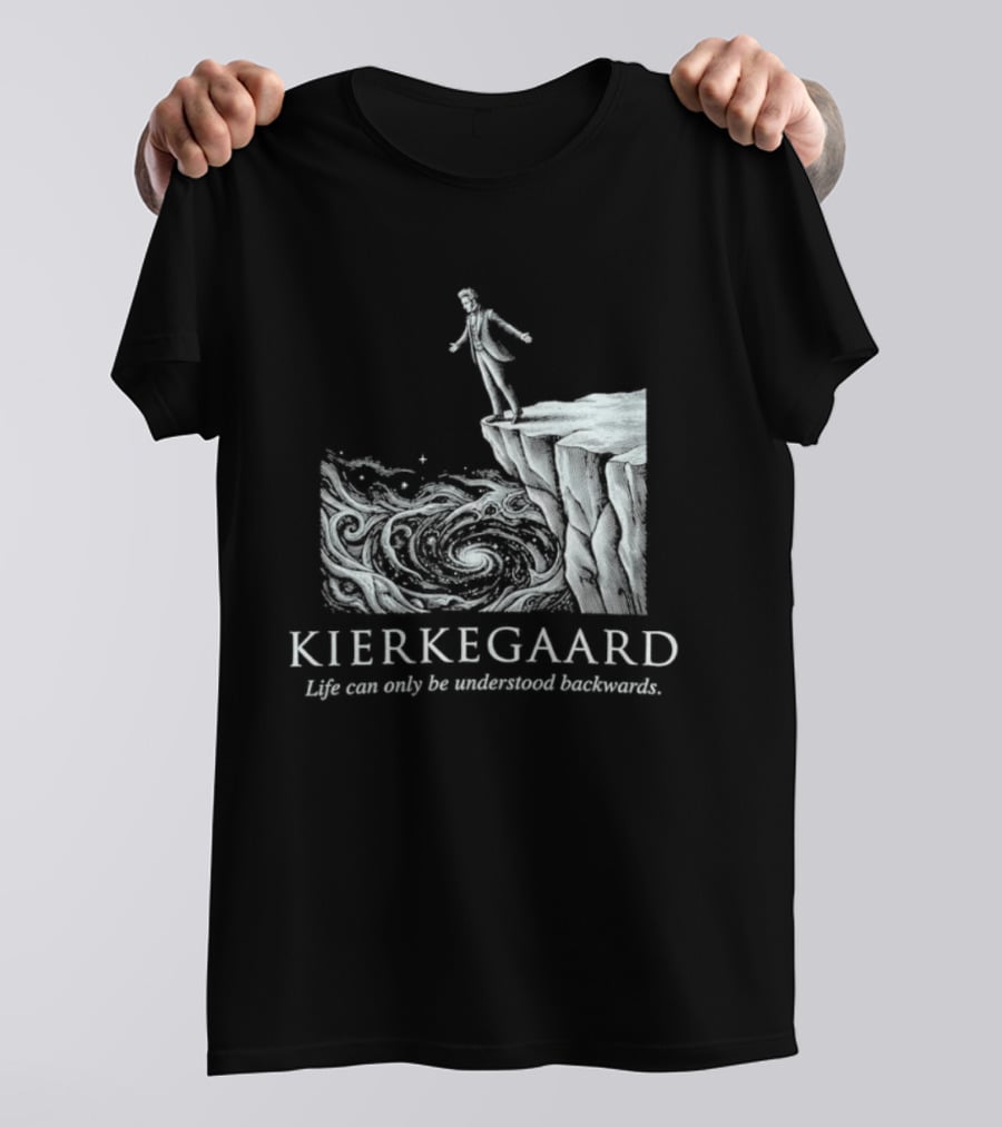 Kierkegaard Life Can Only Be Understood Backwards Cliff Edge T-Shirt