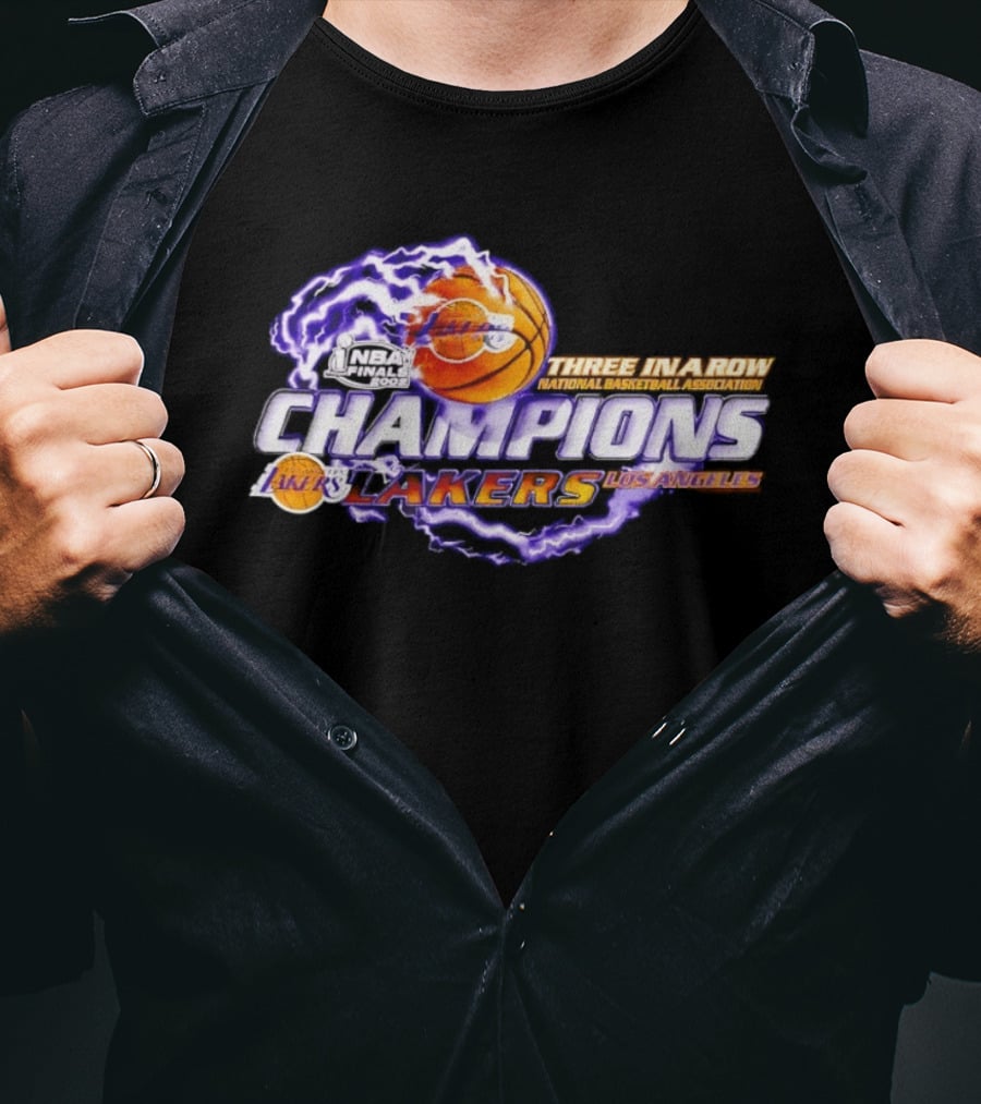 NBA Champions Los Angeles Lakers Three In A Row National Basketball Association T-Shirt