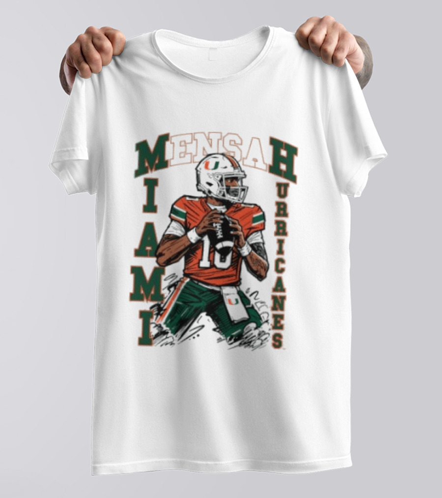 Mensah Miami Hurricanes Football Player Sketch T-Shirt