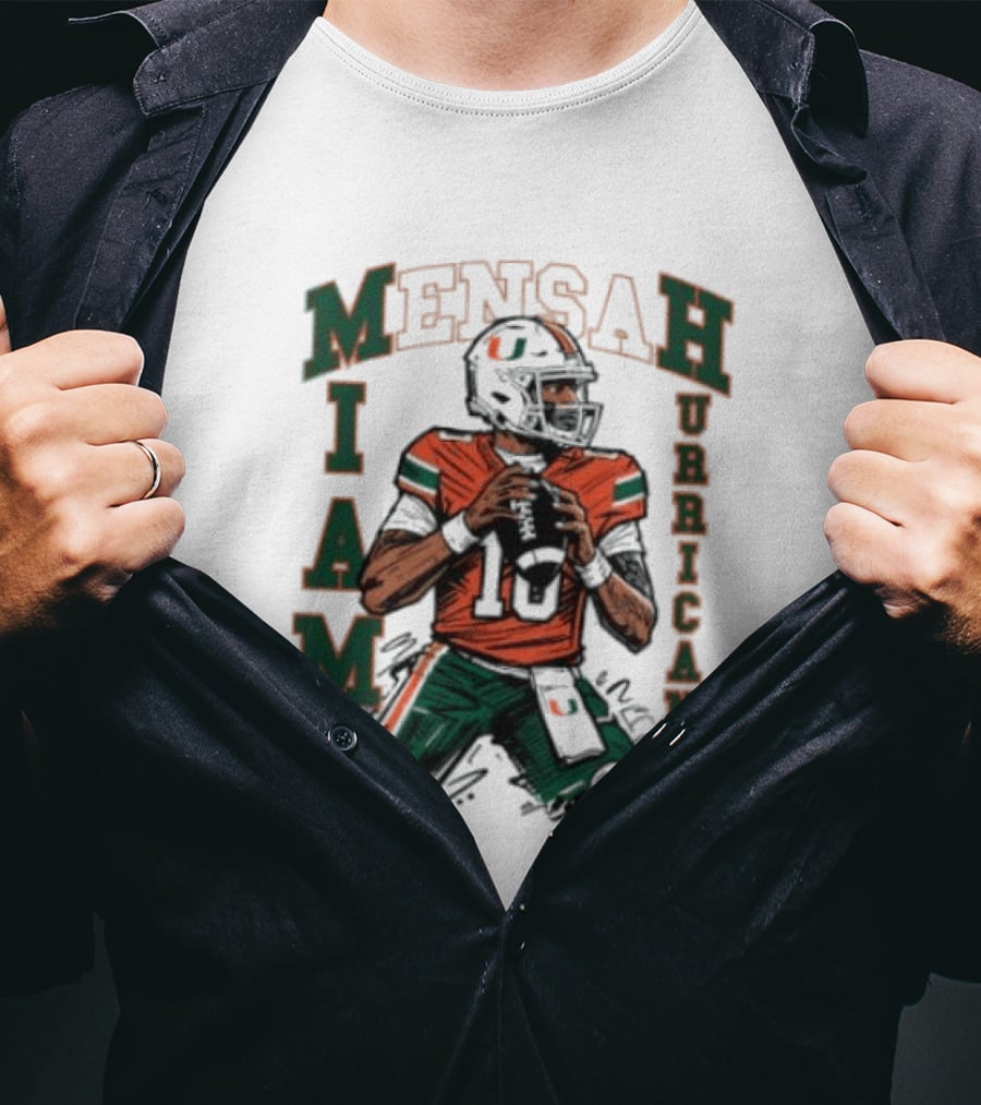 Mensah Miami Hurricanes Football Player Sketch T-Shirt