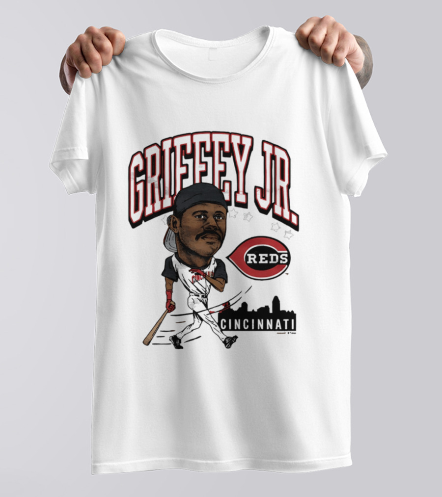 Cincinnati Reds Griffey Jr Caricature Tri Blend T-Shirt