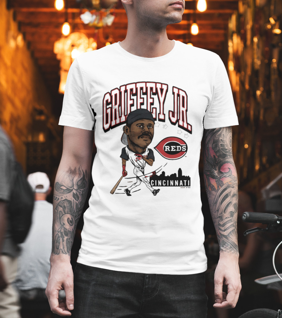 Cincinnati Reds Griffey Jr Caricature Tri Blend T-Shirt