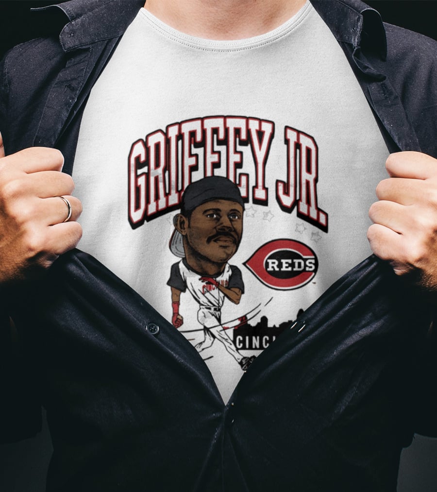 Cincinnati Reds Griffey Jr Caricature Tri Blend T-Shirt