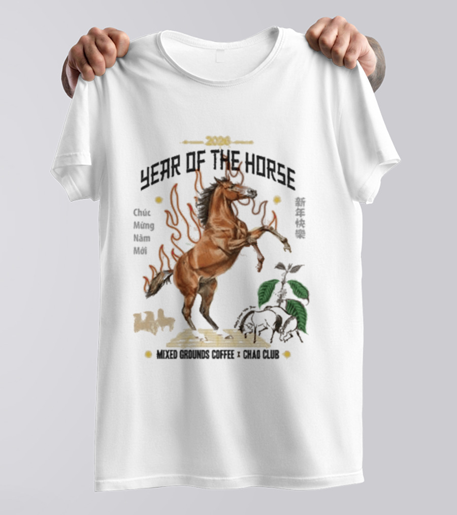 2026 Year Of The Horse Mixed Grounds Coffee Chuc Mung Nam Moi Collaboration T-Shirt