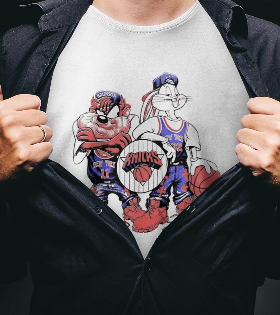 Officila Looney Tunes Bugs Bunny Taz Knicks NYK Basketball T-Shirt