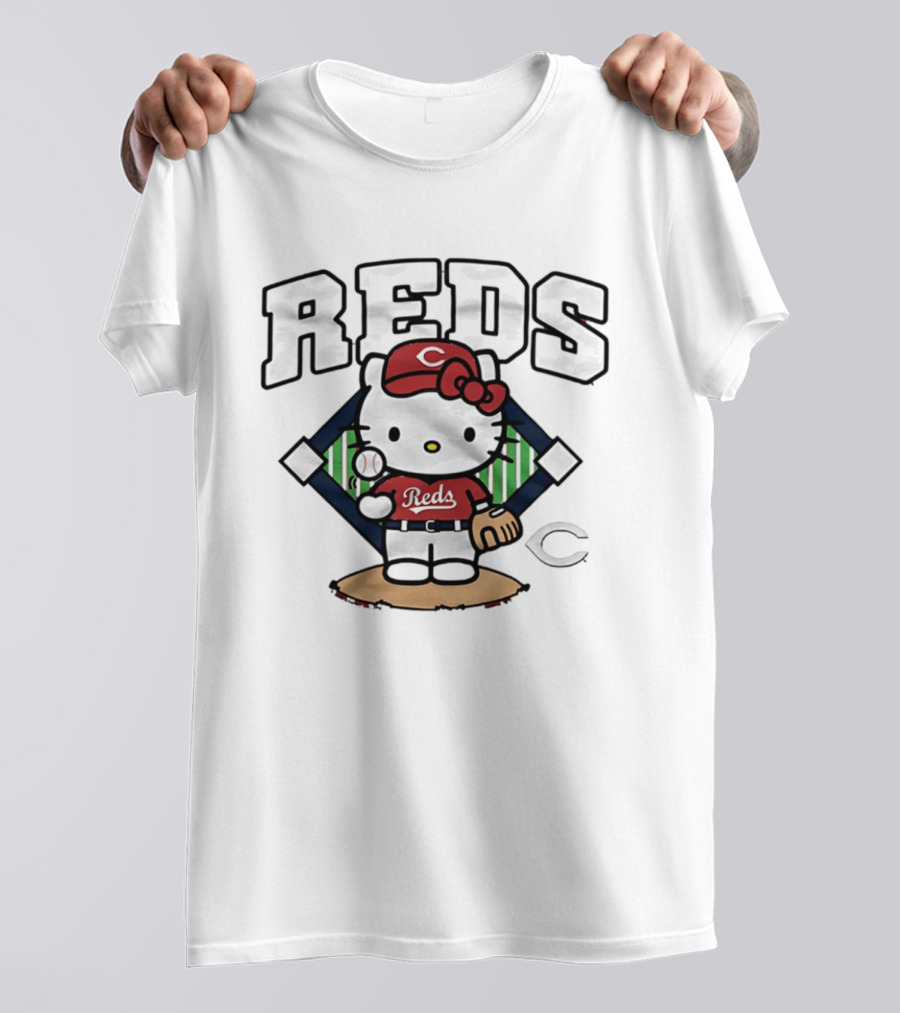 Hello Kitty Cincinnati Reds Collaboration With Baseball Theme 2026 T-Shirt