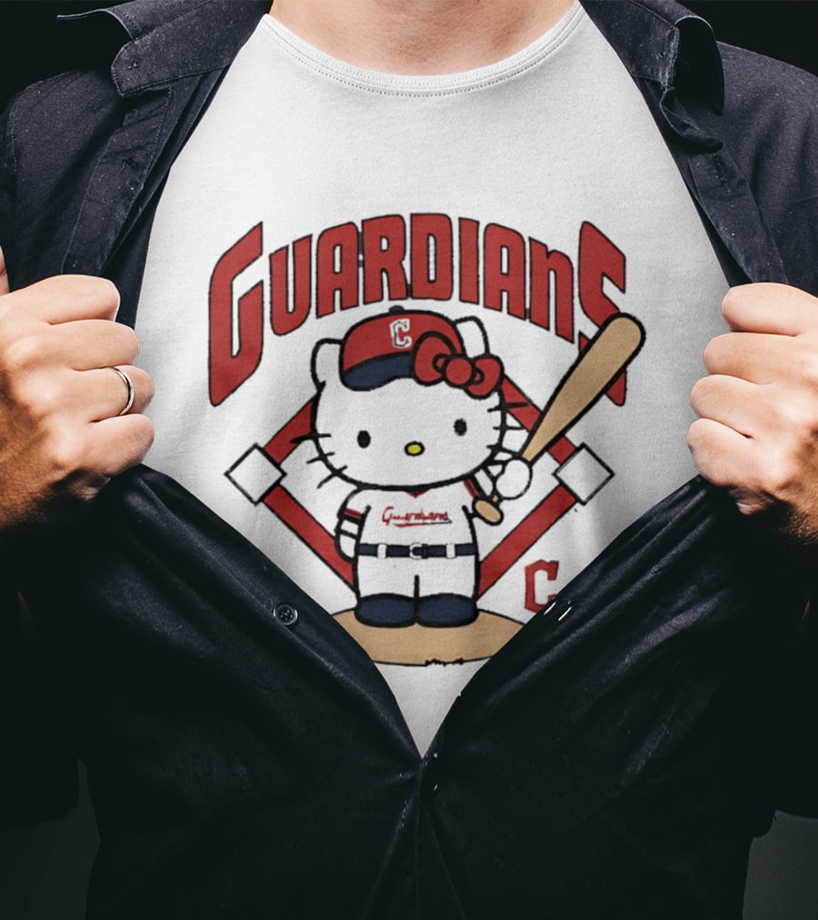 Hello Kitty Cleveland Guardians MLB 2026 Cartoon Collaboration T-Shirt