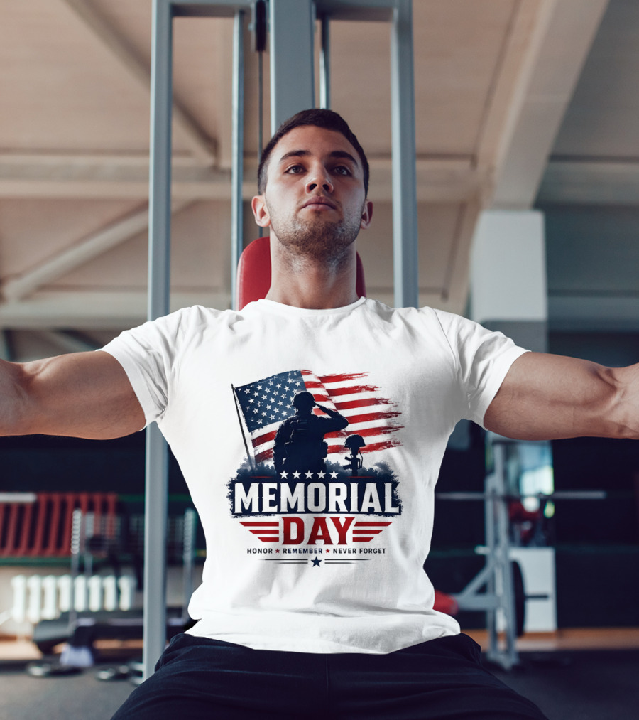 Memorial Day 2026 Honor Remember Never Forget American Flag T-Shirt