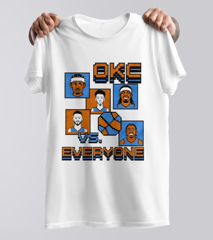 Oklahoma City Thunder OKC Vs Everyone 8 Bit Basketball Pixel Art Characters T-Shirt
