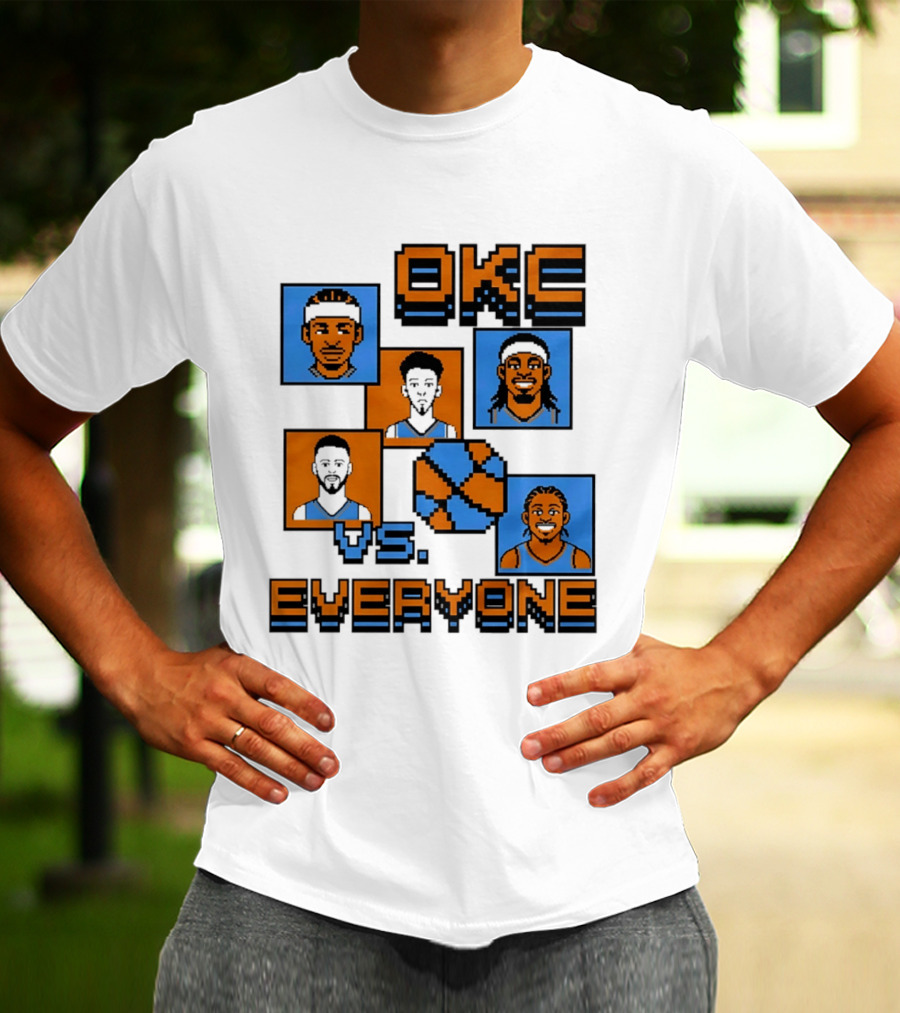 Oklahoma City Thunder OKC Vs Everyone 8 Bit Basketball Pixel Art Characters T-Shirt