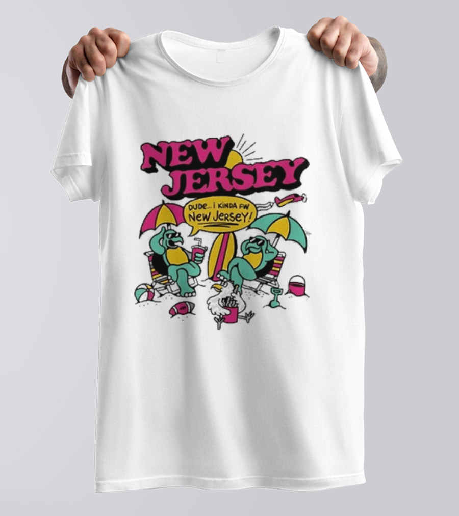 New Jersey 2026 Vibe Cartoon Relaxing Beach Chill Fun T-Shirt