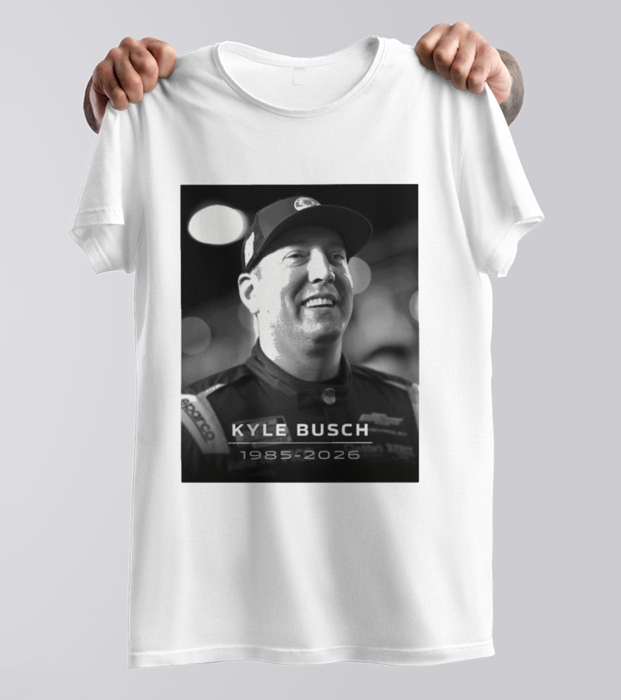 Kyle Busch 1985 2026 Racing Tribute Black And White T-Shirt