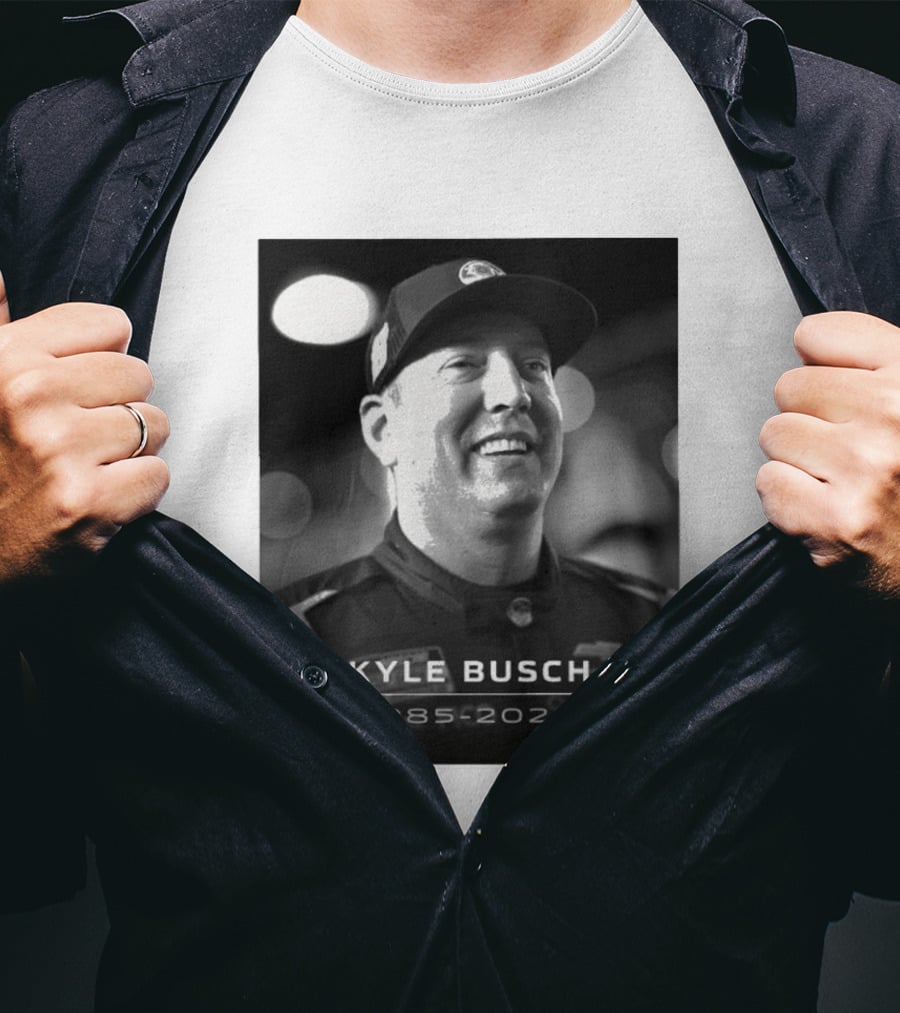 Kyle Busch 1985 2026 Racing Tribute Black And White T-Shirt