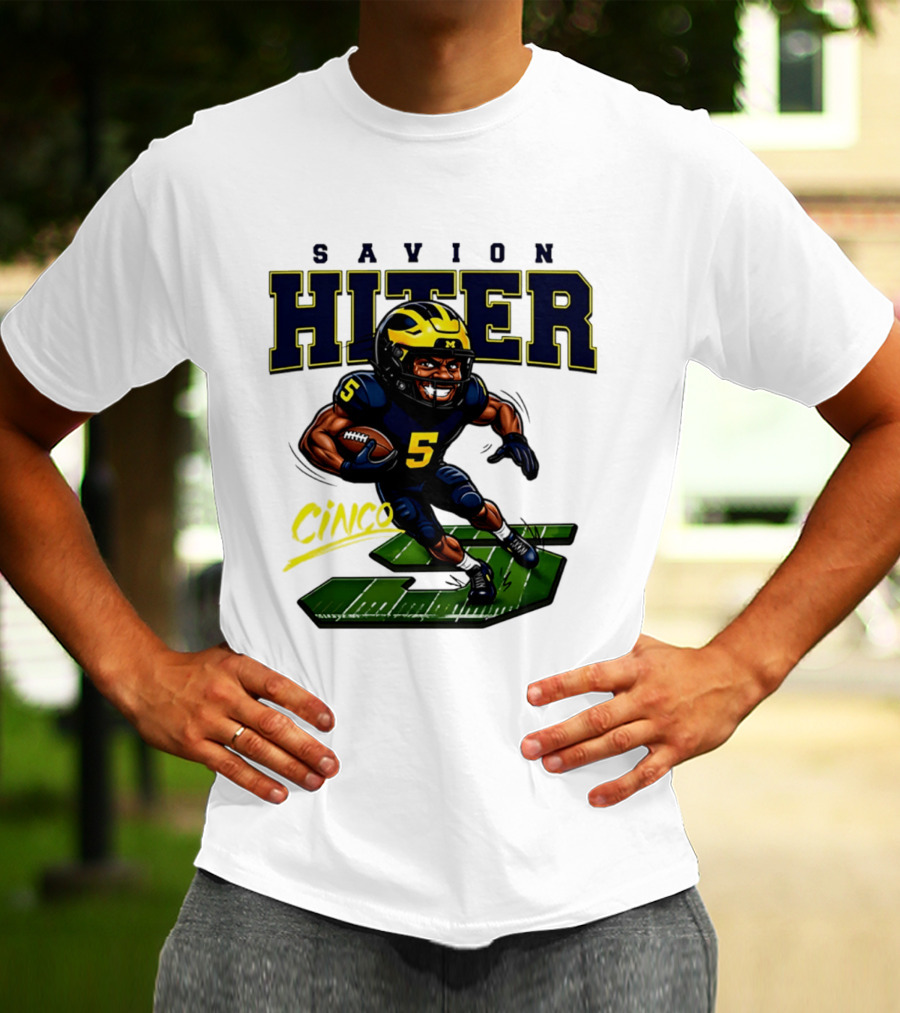 Savion Hiter Michigan Football Cinco 5 Mascot Caricature T-Shirt