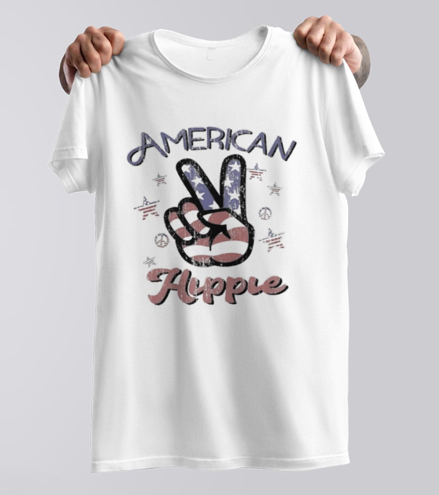 Peace Sign Stars And Stripes American Hippie T-Shirt